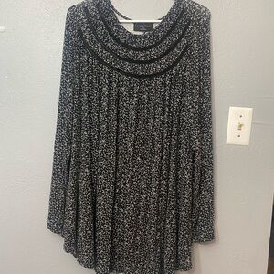 Lane Bryant Black & White Speckled Layered Neckline Tunic Size 14/16